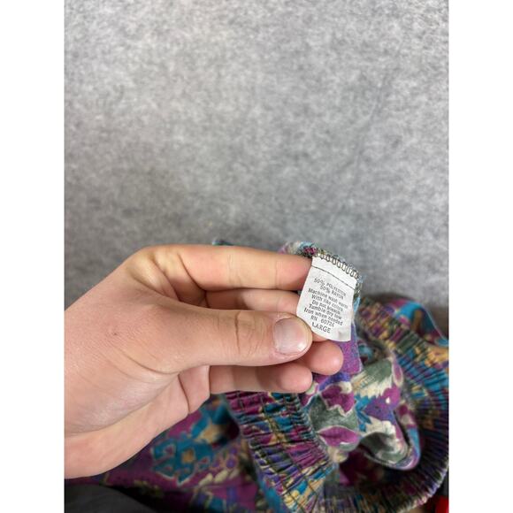 VINTAGE 90s Shorts Womens Large Pink Floral Pull On Relaxed Summer Beach Hippie - Picture 5 of 5